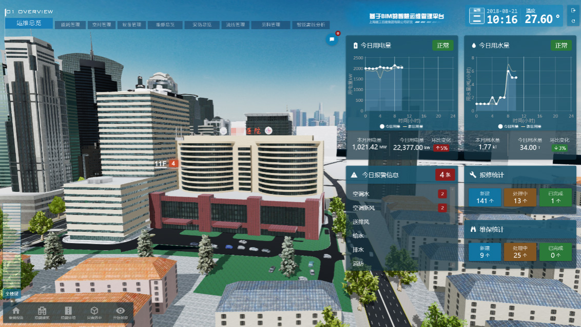 IBMS管理系統(tǒng)直觀看到醫(yī)院樓層建筑格局以及各子系統(tǒng)的終端設(shè)備點(diǎn)位部署情況